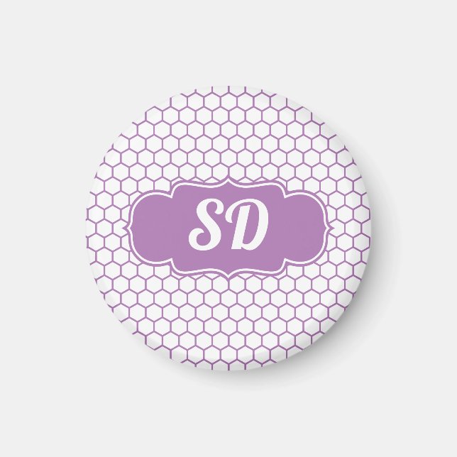 Helllila Wabenbenutzerdefiniertes Monogramm Magnet (Vorne)