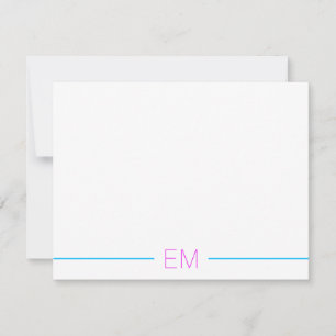 Hellmodern, einfach Mit Monogramm Mitteilungskarte