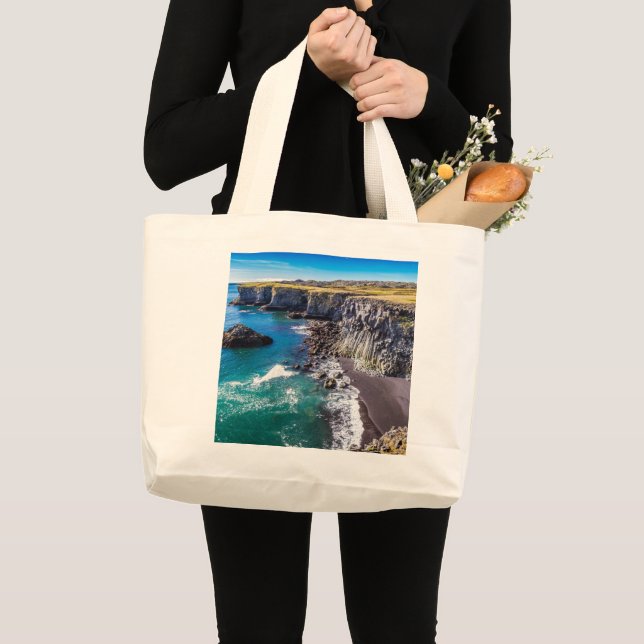 Hellnahraun Coast, Island Large Tote Bag Jumbo Stoffbeutel (Vorderseite (Produkt))