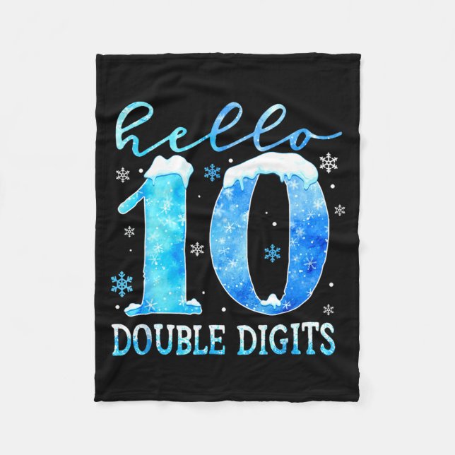 Hello 10 Double Digits Snowflakes Winter Christmas Fleecedecke (Vorderseite)