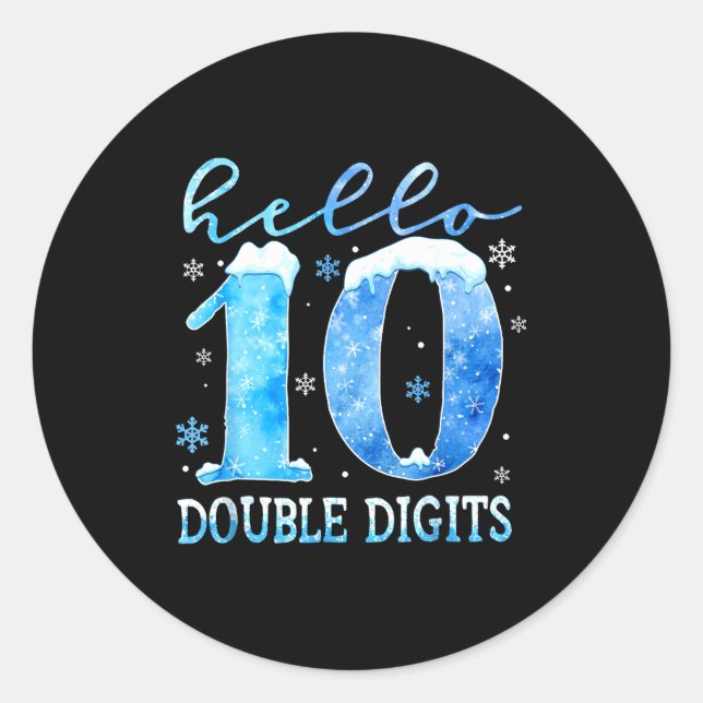 Hello 10 Double Digits Snowflakes Winter Christmas Runder Aufkleber (Vorderseite)