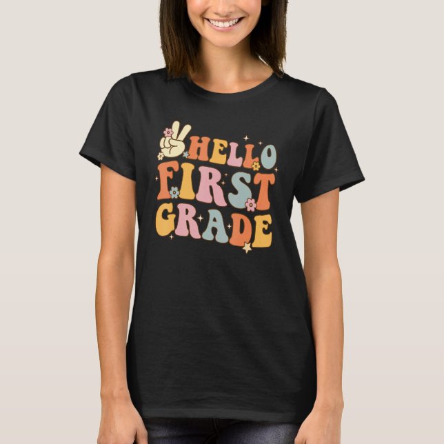 Hello 1st First Grade First Day Back To School Gro T-Shirt (Vorderseite)
