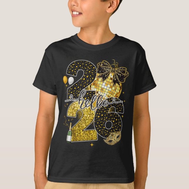 Hello 2026 Happy New Year Disco Ball Nye Countdown T-Shirt (Vorderseite)