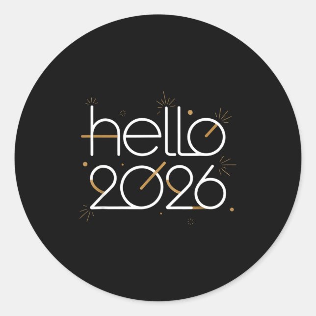 Hello 2026 Happy New Year Fireworks Celebration  Runder Aufkleber (Vorderseite)