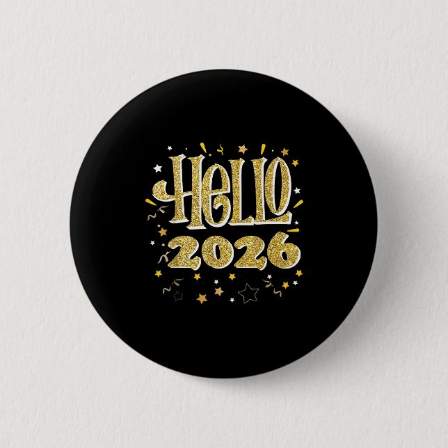 Hello 2026 Happy New Year Pajama Funny Family Matc Button (Vorderseite)
