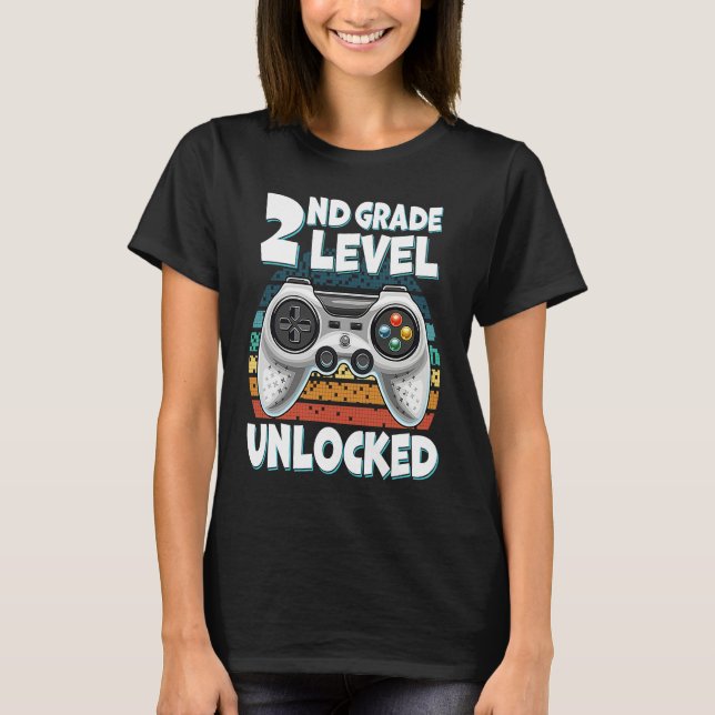 Hello 2nd Grade Level Unlocked Video Game Back to  T-Shirt (Vorderseite)