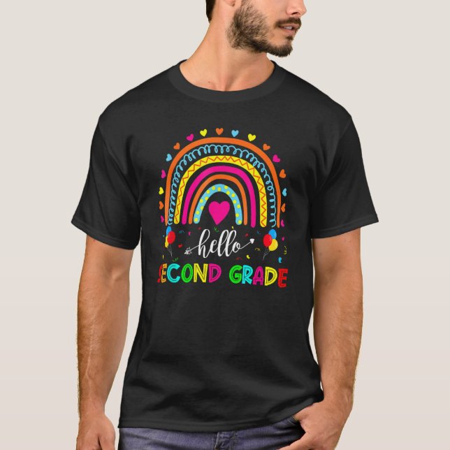 Hello 2nd Grade Rainbow Teacher Student Back To Sc T-Shirt (Vorderseite)