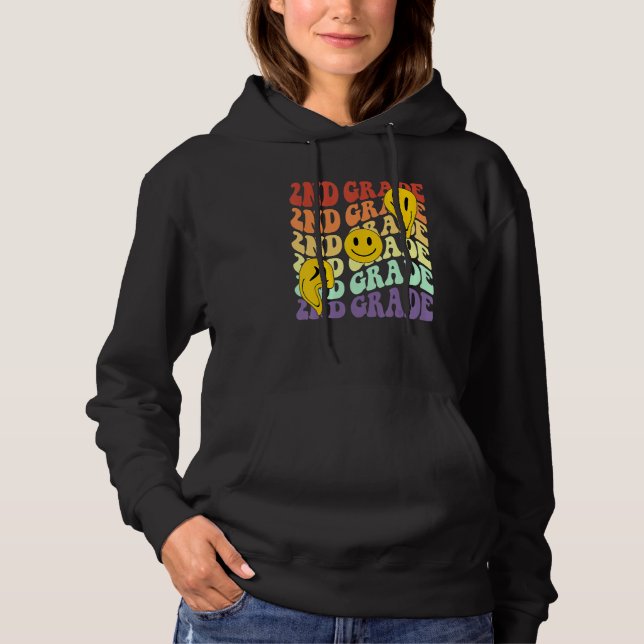 Hello 2nd Second Grade Teacher Back To School Retr Hoodie (Vorderseite)