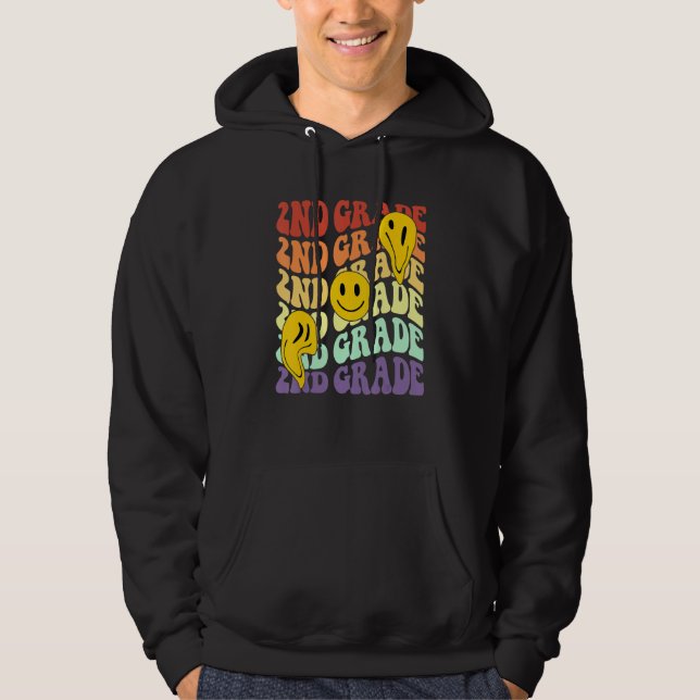 Hello 2nd Second Grade Teacher Back To School Retr Hoodie (Vorderseite)