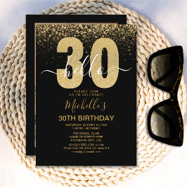 Hello 30! modern 30th birthday with gold glitter einladung