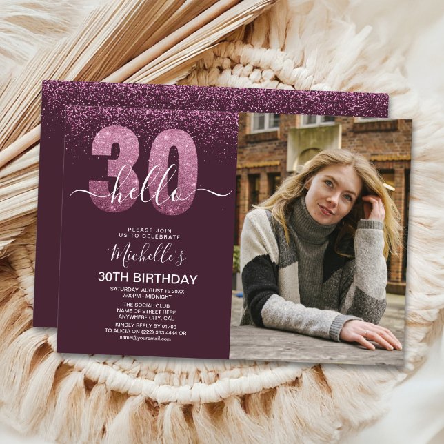 Hello 30 years - Modern Birthday with photo Einladung (Von Creator hochgeladen)