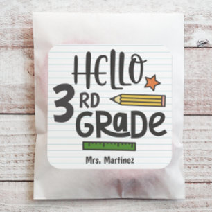 Hello 3rd Grade School Quadratischer Aufkleber