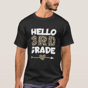 Hello 3Rd Leopard Print Third Grade Teacher T-Shirt