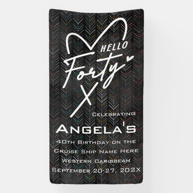 Hello 40 Birthday Cruise Door Banner (Vertikal)