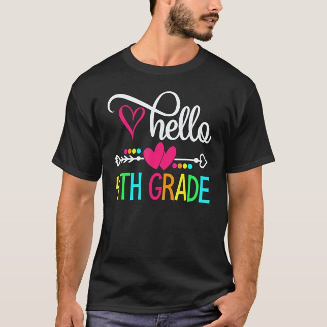 Hello 4th Grade Back To School Teacher Student T-Shirt (Vorderseite)
