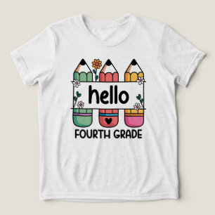 Hello 4th Grade Teacher Niedlich Pencil Tri-Blend Shirt