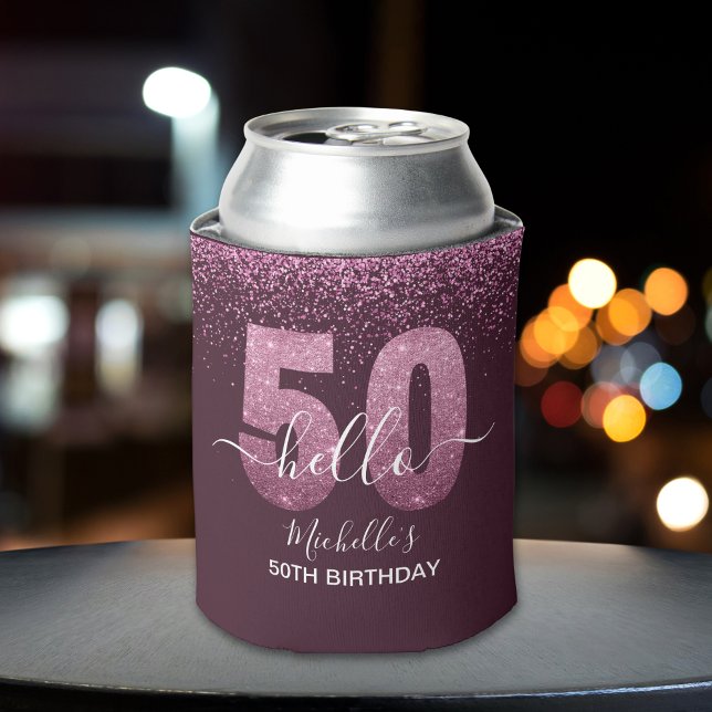 Hello 50! -Birthday 50th Women's with Pink glitter Dosenkühler (Von Creator hochgeladen)
