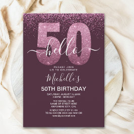 Hello 50 - Modern 50th birthday Women's Einladung