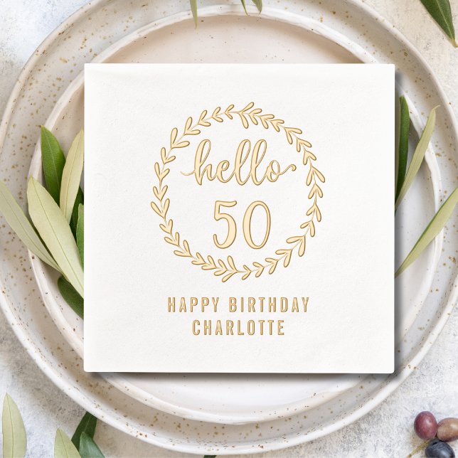 Hello 50 Wreath 50th Birthday Nom personnalisé (Créateur téléchargé)