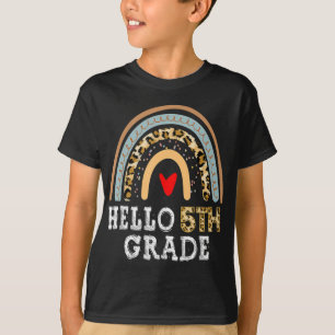 Hello 5th Grad Leopard Rainbow Back To School Tea T-Shirt