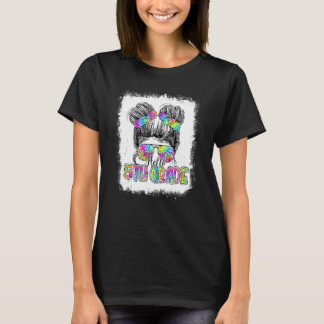 Hello 5th Grade Messy Bun Girls Tie Dye Cute Back  T-Shirt