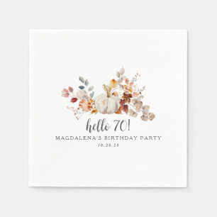 Hello 70 Fall Pumpkin Blätter Custom Birthday Serviette