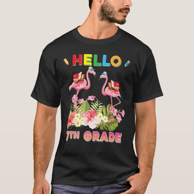 Hello 7th Grade Flamingo Back To School Teacher Ki T-Shirt (Vorderseite)