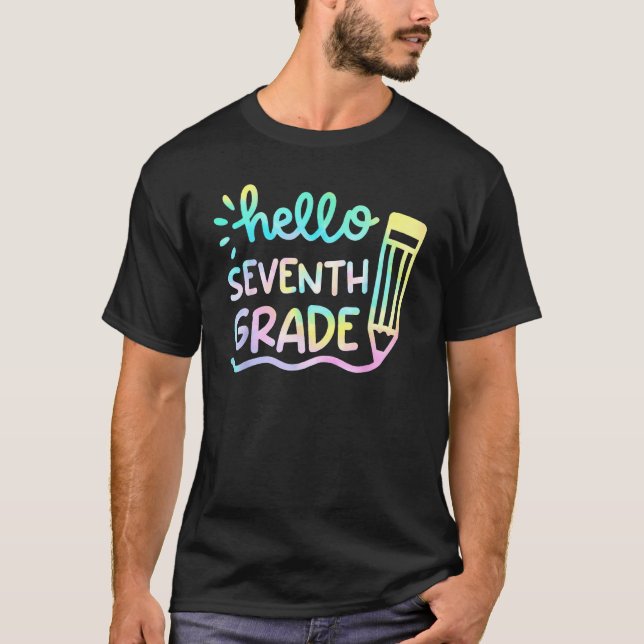 Hello 7th Grade Tie Dye Teachers Kids Back To Scho T-Shirt (Vorderseite)
