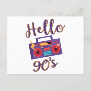 Hello 90s radio cassette recorder postcard postkarte