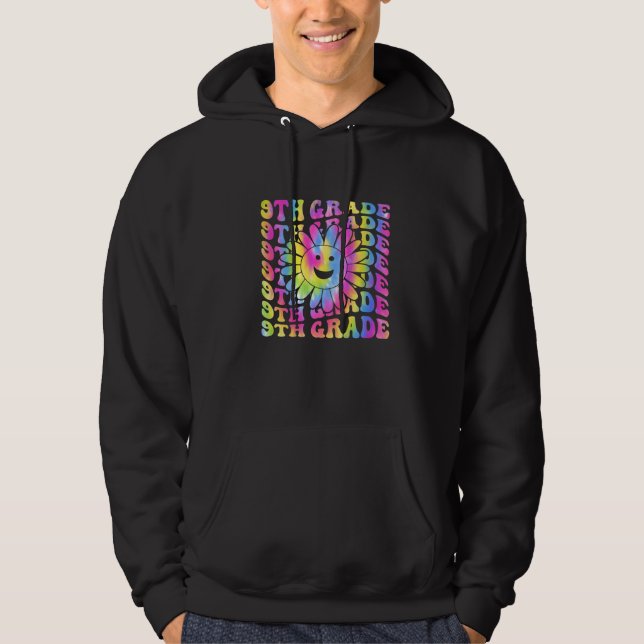 Hello 9th Ninth Grade Teacher Back To School Retro Hoodie (Vorderseite)