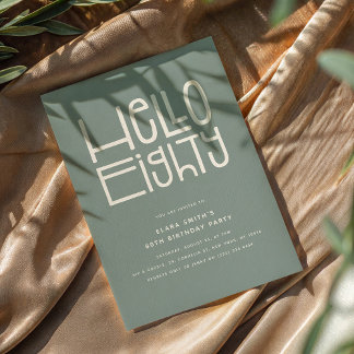 HELLO ACHHTY Modern 80. Geburtstag Einladung