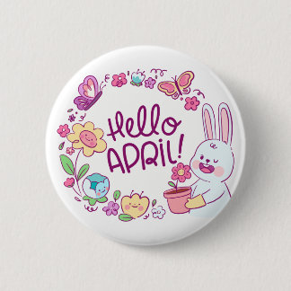 Hello April Button - Eine Niedliche Touch des Früh