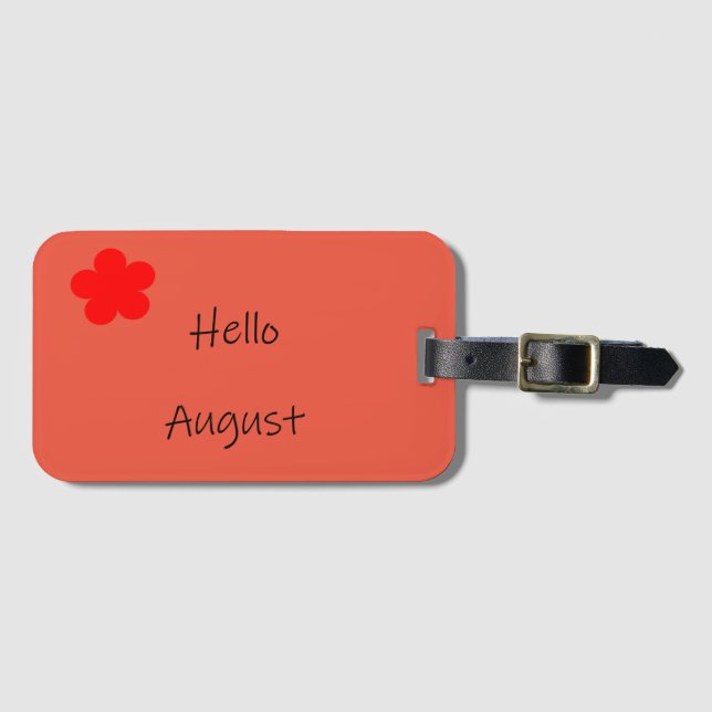 "Hello August" Gepäckmarke Gepäckanhänger (Vorderseite (Horizontal))