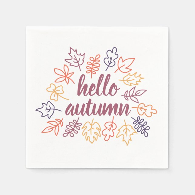 Hello Autumn Fall Floral Typography Modern Serviette (Vorderseite)