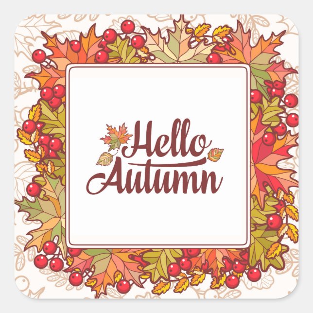 Hello Autumn Herbst Floral Erntedank Quadratischer Aufkleber (Vorderseite)