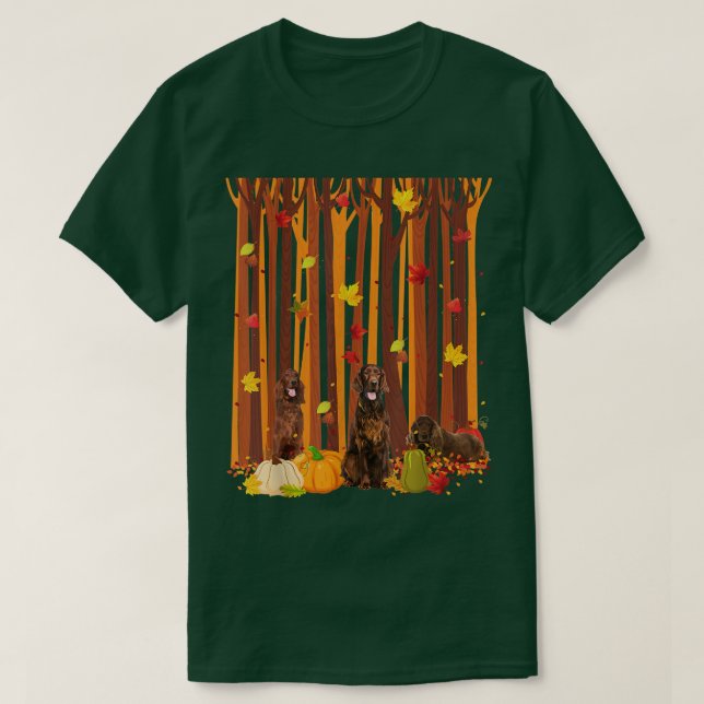 Hello Autumn Irish Setters Maple Leaf Fall Pumpkin T-Shirt (Design vorne)