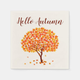 Hello Autumn Maple Tree Serviette