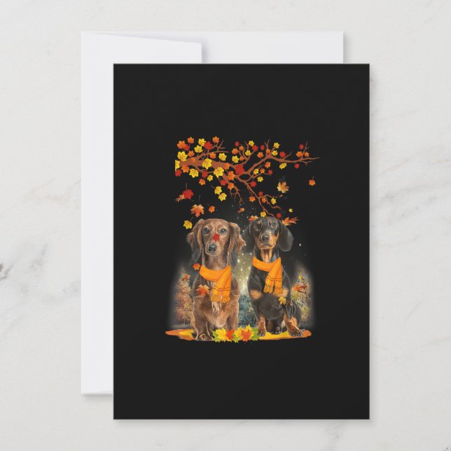 Hello Autumn Season Happy Thanksgiving Dachshund f Einladung (Vorderseite)