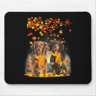 Hello Autumn Season Happy Thanksgiving Dachshund f Mousepad