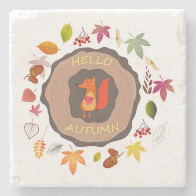 Hello Autumn Stone Untersetzer (Vorderseite)