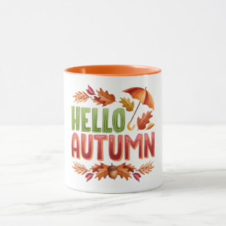 Hello Autumn Two-Tone Mug | Cozy Fall Gift Tasse