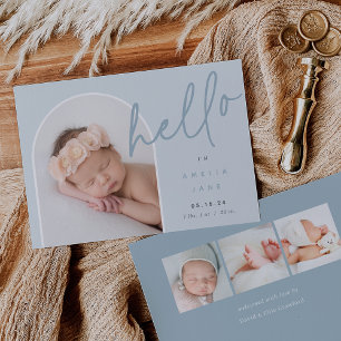 Hello Baby   Ankündigung von Foto zur Geburt