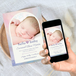 Hello Baby Arch Foto Collage Girls Birth Ankündigung