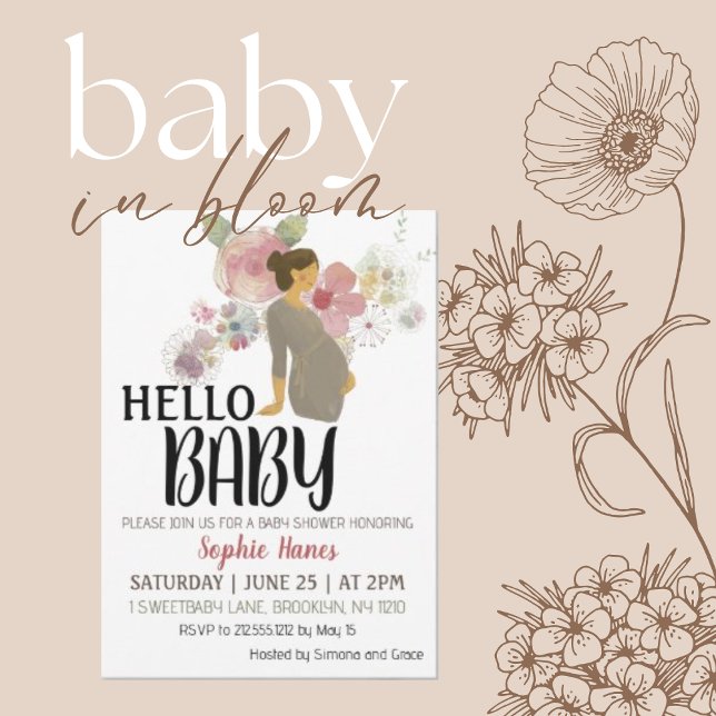Hello Baby Boho Botanical Baby Shower Einladung (Von Creator hochgeladen)