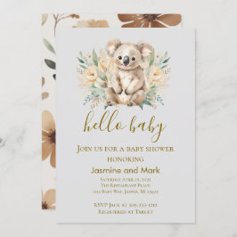 Hello Baby Boho Neutral Koala Bear Einladung