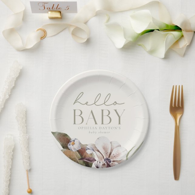 HELLO BABY | Botanische Ebene und Elfenbeinküste i Pappteller (Hochzeit)