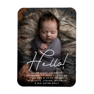 Hello Baby Boy Foto Personalisiert Geburtsstaten I Magnet