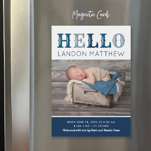 Hello Baby Boy Magnetic Foto Geburtserklärung Magnetkarte