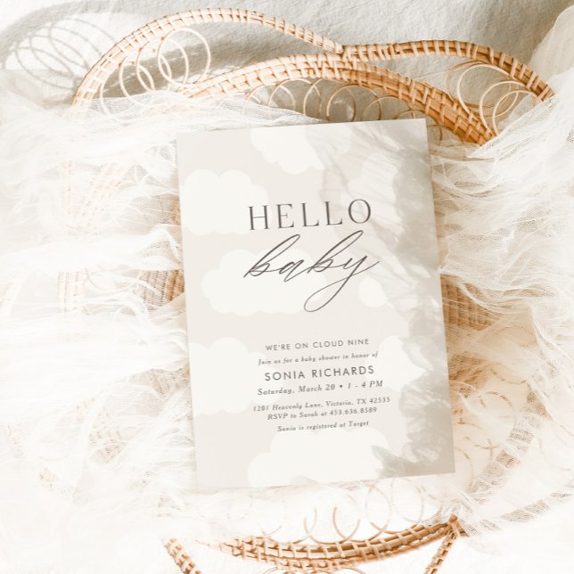 Hello Baby | Cloud Nine Gender Neutral Baby Shower Einladung (Von Creator hochgeladen)