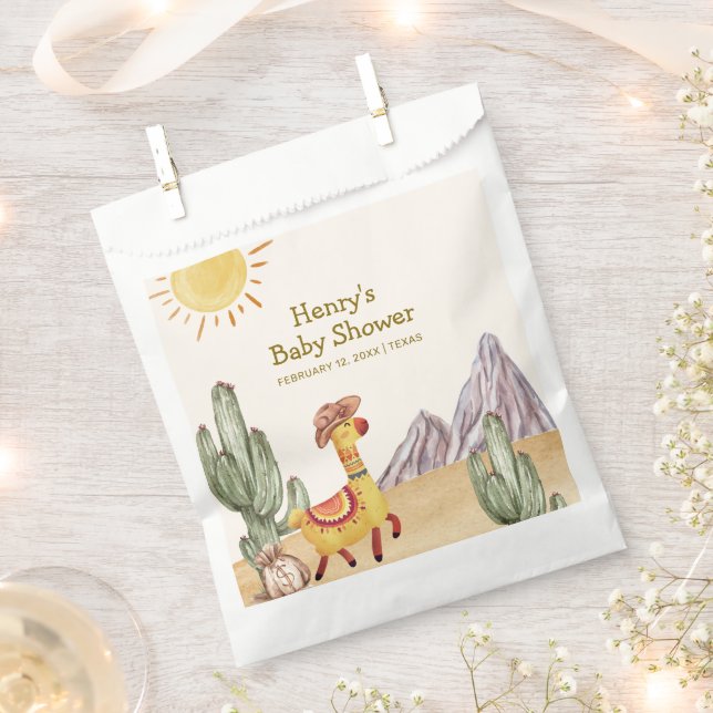 Hello Baby Desert Cactus Llama Cowboy Baby Shower Geschenktütchen (Ausgeschnitten)